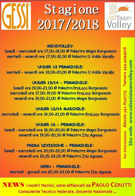 volantino promozionale team volley